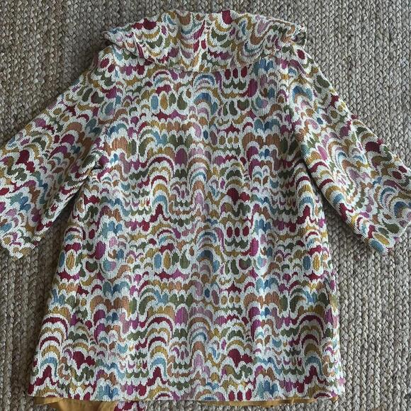 Super unique vintage 1960s multicolored tapestry trench coat statement piece - Picture 4 of 6
